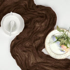 6 Pack Brown Cheesecloth Fall Table Runner 10ft Boho Gauze Fabric Cheese Cloth Table Runner 35 x 120 Inch Rustic Sheer Runner for Thanksgiving Wedding Decor Baby Shower Party Centerpiece Decoration