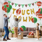 Football Party Supplies Kit - Touchdown Letter Balloon, Goal Post & Football Shaped Foil Balloons, Round 'Touchdown!' Foil Balloons, and Banner for Birthday, Game day, Tailgate Party Decorations