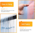 Fomcet Tulle Curtains with Lights String Pink and Blue 10FT X 10FT Sheer Backdrop Curtains for Parties Wedding Baby Shower Photo Shoot Decorations (2 Panels 5 x 10FT)