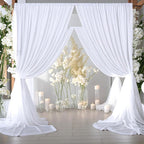 30ft x 10ft Thick White Backdrop Curtains for Parties, 6 Panels 5ft x 10ft Non See Through White Polyester Wedding Drapes Photo Backdrop for Birthday Party Graudation Photography Home Decor