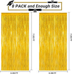 8 Pack 2025 Graduation Party Decorations, 3.28 FT x 7.05 FT Gold Backdrop, Metallic Graduation Photo Backdrop Grad Foil Curtains Party Streamer, Class of 2025 Decorations Grad Decor