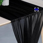 MDS Halloween Chiffon Table Runner - 12 Pack, 29 x 170 Inches, 14ft Each - Sheer Spooky Table Runners for Haunted House Parties, Trick-or-Treat Tables, Witchy Décor, Wedding & Events - Black