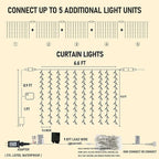 Dazzle Bright 300 LED Curtain Lights, Plug in Fairy Curtain Lights for Bedroom, Christmas Hanging String Lights Outdoor for Window Backdrop Wall Wedding Patio Indoor Dorm Party Decor, Warm White