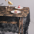 TINWIN Rectangle Lace Tablecloth 60x120 Inch Black Vintage Runner Eyelash Fabric for Kitchen Dining Picnic Table Wedding Decor for Home Decoration Tea Party Decor-4