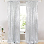 ShinyBeauty Sparkle Backdrop Curtain Silver 2 Panels Set Sequin Photo Backdrop 2FTx8FT Sequin Backdrop Curtain Pack of 2-1220S