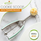 Spring Chef - Mint Small Cookie Scoop for Baking, Multifunctional #60 Melon Baller with Trigger Release for Watermelon, Ice Cream, Protein Ball, Stainless Steel Scooper, 1 Tbsp Cookie Dough Scoop