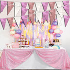 40M/130FT Rose-Gold Pink Triangle Pennant Banner Flag Metallic Fabric Bunting Garland for Christmas Graduation Wedding Engagement Anniversary Bachelorette Birthday Bridal Shower Hen Party Supplies