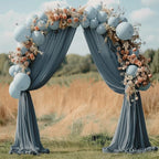 Wedding Arch Draping Fabric 6 Panels 28.7" x 20FT Grey Blue Sheer Chiffon Backdrop Drapes for Wedding Ceremony Birthday Party Bridal Shower Outdoor Decoration