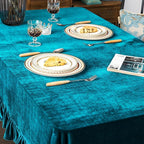 Velvet Tablecloth Luxurious Solid Rectangle Table Cloth,Oblong Retro Farmhouse Ruffle Tablecloths Washable Table Cover for Party Wedding Baby Shower Kitchen Dinning Tabletop Decoration