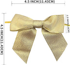 36pcs 4-1/2" Metallic Gold Glitter Ribbon Bows with Twist Ties for Gift Wrapping Packing Christmas Big Bows for Holiday Decoration (Gold)