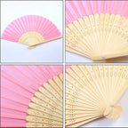 Aneco 18 Pieces Pink Handheld Cloth and Bamboo Folding Fans for Wedding Decoration, Church Gifts, Party Favors, DIY Decoration