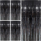 Black Party Streamers Foil Fringe Backdrop Curtains Tinsel Streamers Birthday Party Decorations Fringe Backdrop for Birthday Party Graduation Bridal Shower