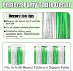 3 Pack 29x108 Inch Silver Green Foil Fringe Table Skirts Metallic Banner for Tinsel Streamer Garland Backdrop for Parade Floats Wedding Thanksgiving Birthday Christmas Halloween Party Decoration