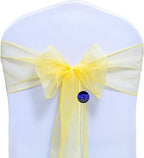 MDS Pack of 250 PCS Organza Chair Sashes Wider Dining Chair Bows Ribbon Tie Back for Wedding Party Birthday Bridal Shower Reception Event Banquet Home Chair Cover Decoration - Yellow