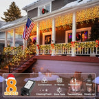 KNONEW 33FT 400 LED Christmas Lights Outdoor Black Wire String Lights with 75 Drops, 8 Lighting Modes, Timer Memory Function Connectable Hanging Curtain Lights for Halloween Party Decor (Warm White)