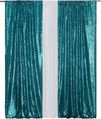 Eternal Beauty Sequin Backdrop Curtains, 2x8 Ft-2 Panels Teal Back Drop for Shimmer Photography Party Wedding Birthday Decor