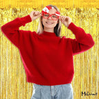 4 Pack Gold Fringe Curtain Backdrop, 3.2Ft x 6.6Ft Metallic Tinsel Foil Fringe Streamers Background for Photo Booth Birthday Wedding Baby Shower Carnival Easter Mother’s Day Party Decorations
