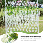 24 Pack Green White Wisteria Hanging Flowers, 3.4 Ft Fake Hanging Flowers, Artificial Wisteria Garland Vines for Wedding Room Backdrop Outdoor Patio Garden Decoration