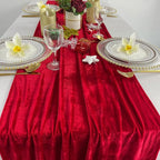 Luxurious Velvet Table Runner, 10ft Wedding Reception Decorations, 20x120inch Soft Velvet Fabric, Table Linen Overlay, Wedding Table Runners (Red, 20X120inch)