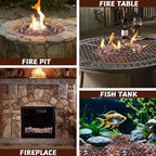 Fire Glass Rocks, Amber Beads for Propane Fire Pit, Fireplace and Outdoor Decorative. 3/4 High Luster 10LB Round Firepit Glass
