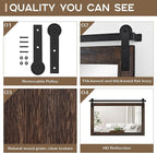COGOOD Farmhouse Barn Door Mirror - 41 x 26 Rustic Wood Framed Wall Mirror for Bathroom, Living Room, Entryway Wall Decor (Black Brown)