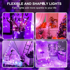Aogist 24 Pack Fairy Lights 3 Modes 7ft 20 LED Waterproof,Battery Operated Silver Wire Firefly Starry Moon Mini String Lights for Mason Jars Christmas DIY Crafts Wedding Party Bedroom,Purple