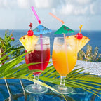 BLUE TOP Cocktail Picks&Umbrella Drink Straws Set-400pcs 4Inch Frill Picks+50pcs 9.5 Inch Drink Straw Umbrella,Cocktail Toothpicks & Straws for Fruit,Appetizers,Club Sandwiches,Drinks.
