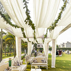 4 Panels Ivory Ceiling Drapes for Wedding 5ftx40ft Sheer Drapery Chiffon Fabric Arch Draping Curtains for Party Ceremony Birthday Baby Shower Reception Stage Ceiling Decorations