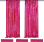 Party Backdrop Curtain 2ftx8ft Hot Pink Backdrop Drapes Curtains Panels with Rod Pockets 6 Pieces Sequin Fabric Flamingo Party Decor