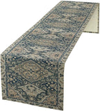 Vintage Boho Floral Table Runner, Rustic Country Farmhouse Blue Grey Retro Flower Pattern for Home Kitchen Table Decor Dining Coffee Room Party Decor 13x108in