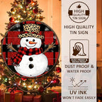 Round Christmas Snowman Tin Sign Vintage Snowman Sign Rustic Wall Decor For Christmas Home Fireplace And Holiday Gatherings Retro Sign 8 * 8 in