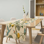 Table Runner with Flowers and Birds, Spring Plant Flowers Table Decoration Linen Table Runner Family Party Party Decorations 13x120 Inches