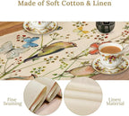 Brown Bird Floral Table Runner Spring Flower Kitchen Table Decoration Suitable for Family Dinner Decoration 13x36 Inch