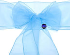 MDS Pack of 125 PCS Organza Chair Sashes Wider Dining Chair Bows Ribbon Tie Back for Wedding Party Birthday Bridal Shower Reception Event Banquet Home Chair Cover Decoration - Baby Blue