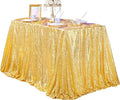 QueenDream Glitter Gold Tablecloth for Parties 90x156 Inch Sequin Fabric Rectangle Table Cloth for Wedding Birthday Banquet