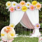 12 Pcs Daisy Tissue Paper Pom Poms Party Decorations Colorful Tissue Flowers Spring Party Decoration Paper Flowers Decorations for Wall Backdrop Garden Wedding Decor