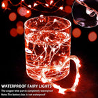 8 Pack Red Fairy Lights 7Ft 20 LED Twinkle String Lights 3 Modes Battery Operated Waterproof Firefly Starry for Mason Jar Party Wedding Christmas Valentines Day Table Centerpieces