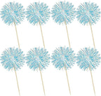 Ephlyn 30Pcs Foil Firework Cupcake Toppers Party Birthday Cake Toppers Supplies Sparkle Tinsel Cocktail Fruit Toothpick for Birthday Wedding Graduation Party Blue