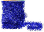 Mandala Crafts Blue Tinsel Garland - Thin Metallic Foil Glitter Mini Garland for Christmas Tree, Party, Wedding Decor, and Holiday Decorations
