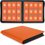 SMYV 12 Pocket Trading Card Binder, Premium PU Cover Card Binder for 720 Cards, Ringless Side Loading Card Collection Album Folders for MTG, TCG, Game Cards & Sports Cards (Orange)