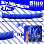6 Pack 10 Feet Foil Fringe Garland Metallic Tinsel Streamers Banner Wall Hanging Curtain Backdrop Banner for Parade Floats, Thanksgiving, Christmas, Birthday, Halloween Party Decorations(Blue)