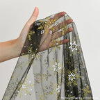 Artoid Mode Black Gold Snowflakes Christmas Gauze Table Runner 120 Inch 10FT, Winter Seasonal Sheer Dining Holiday Wedding Table Decor for Home Party