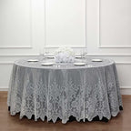 Tableclothsfactory 120" Ivory Premium Lace Round Tablecloth for Banquet Party Wedding Event Home Decor