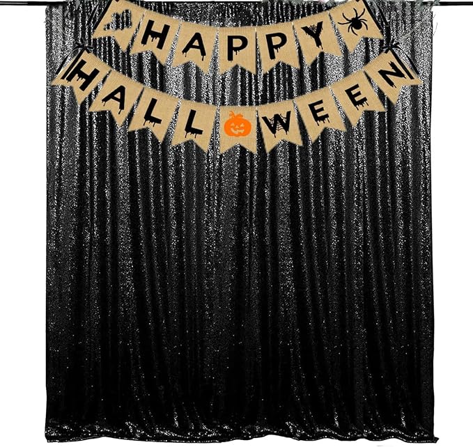 JYFLZQ Black Sequin Backdrop Curtains 7ft x 7ft 1 Panel Halloween Backdrop Glitter Photo Booth Backdrops Sparkly Photography Background Drapes for Graduation Birthday Parties