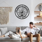 Custom Tree Of Life Metal Signs Wall Art, Personalized Family Last Name Outdoor Metal Signs, Wedding Gifts For Couple, Name Sign Customized Christmas Valentine's Day Housewarming Gifts