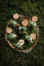 Ling's Moment Boutonniere for Men, 6pcs Groom Groomsmen Boutonniere, Artificial Flowers for Wedding Decor/Prom/Homecoming, etc.Green Beige