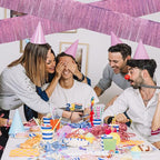 Laser Pink Birthday Decorations Tinsel Garland Parade Float Decorations for Trailer 4Pack 12FT Girls Womens Party Decor Ceiling Fringe Banner Pink Backdrop for Streamers Party Decorations
