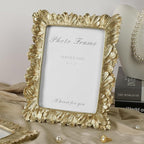 Cuspin 6x8 Picture Frame Vintage Gold Frames, Gold Palm Leaves Textured Hand-Crafted Resin Frames with Glass Front, Elegant Retro Decorative Photo Frame for Wall and Tabletop Display Home Decor