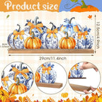 Fall Pumpkin Metal Sign Chinoiserie Pumpkin Table Decor Thanksgiving Tiered Tray Decor with Wooden Base Freestanding Metal Word Sign for Home Tabletop Centerpiece Mantel Shelf Fireplace