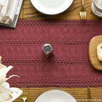 Artoid Mode Red Farmhouse Woven Rustic Hollow Table Runner, Seasonal Holiday Hollow Kitchen Dining Table Decoration for Home Party Decor 12x108 Inch